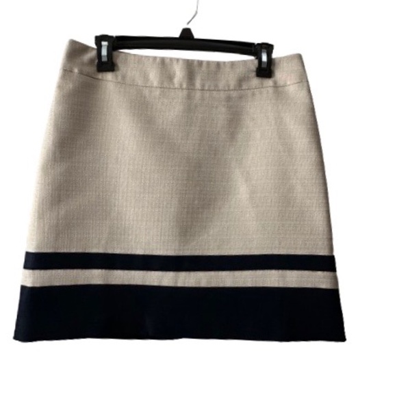 Ann Taylor LOFT Women 6 Beige/Black Color Block A-line Lined Mini Straight Skirt - Picture 7 of 12